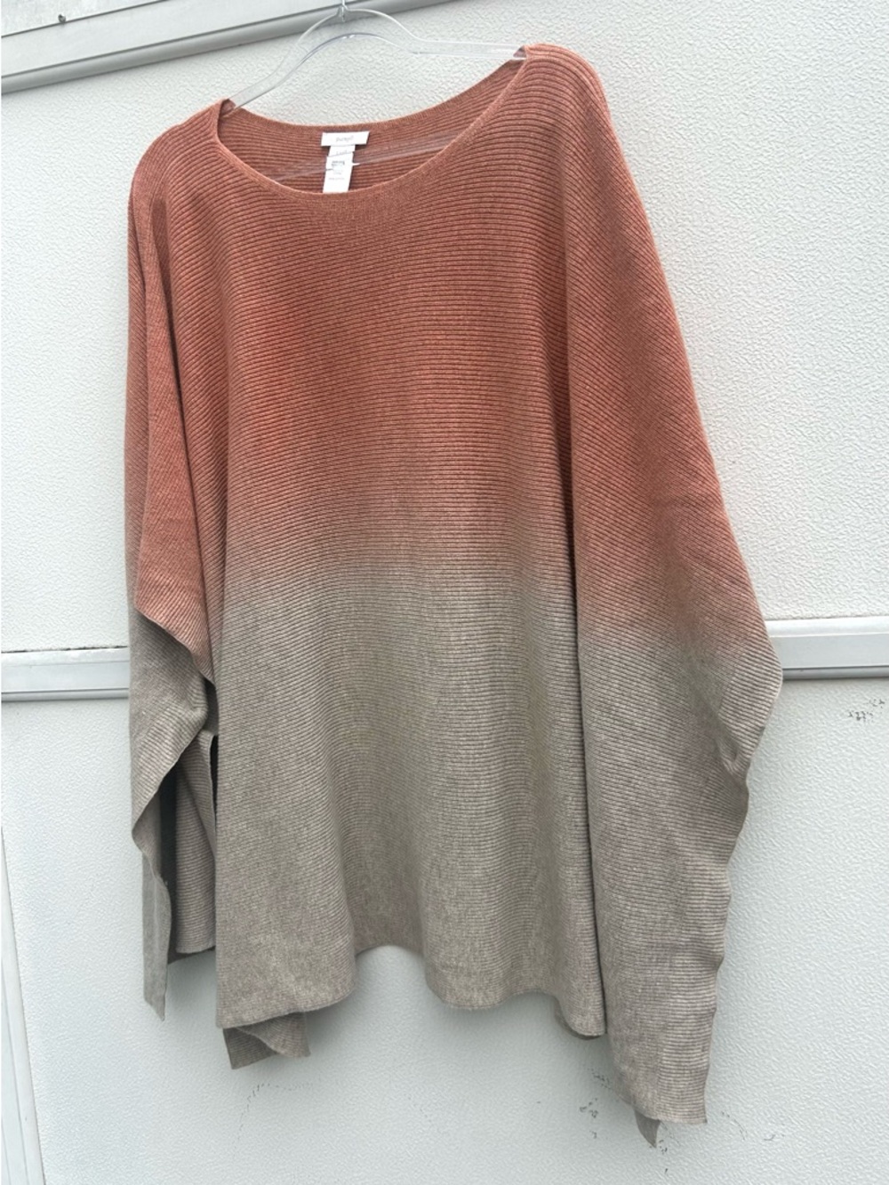 J. Jill Pure Poncho Sweater Womens One Size Ombre 100% Cotton Casual Pink  Gray - Picture 6 of 10